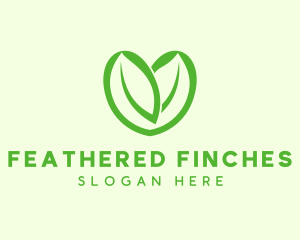 Green Eco Leaf Heart logo design