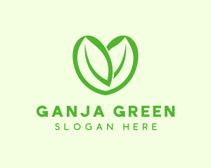 Green Eco Leaf Heart logo design