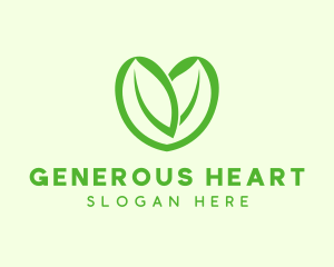 Green Eco Leaf Heart logo design