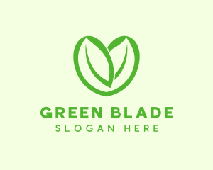 Green Eco Leaf Heart logo design