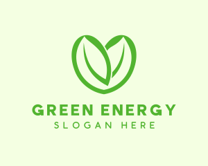 Green Eco Leaf Heart logo design