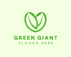 Green Eco Leaf Heart logo design