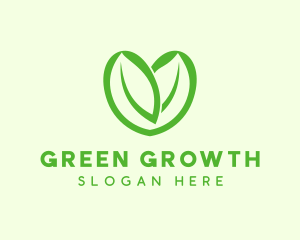 Green Eco Leaf Heart logo design