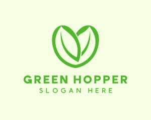 Green Eco Leaf Heart logo design