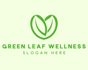 Green Eco Leaf Heart logo design