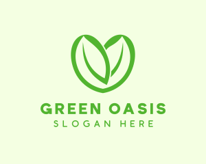 Green Eco Leaf Heart logo design