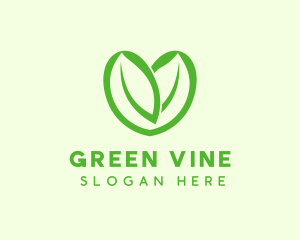 Green Eco Leaf Heart logo design