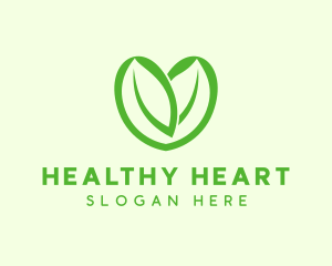 Green Eco Leaf Heart logo design