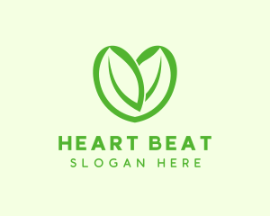 Green Eco Leaf Heart logo design