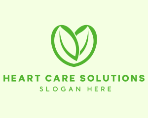 Green Eco Leaf Heart logo design