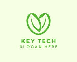 Green Eco Leaf Heart logo design