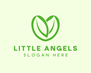 Green Eco Leaf Heart logo design