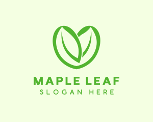 Green Eco Leaf Heart logo design