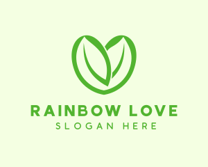 Green Eco Leaf Heart logo design