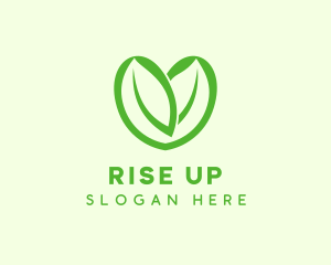 Green Eco Leaf Heart logo design