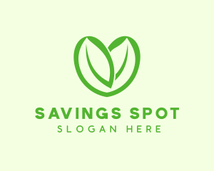 Green Eco Leaf Heart logo design