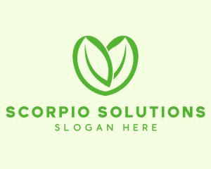 Green Eco Leaf Heart logo design