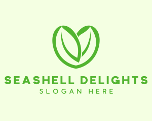 Green Eco Leaf Heart logo design