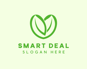 Green Eco Leaf Heart logo design