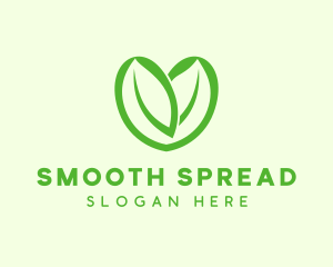 Green Eco Leaf Heart logo design