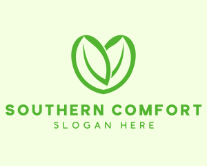 Green Eco Leaf Heart logo design