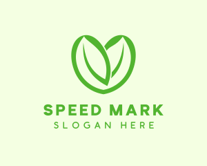 Green Eco Leaf Heart logo design