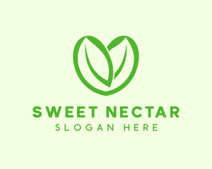 Green Eco Leaf Heart logo design