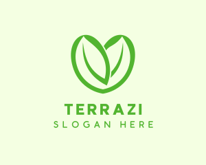 Green Eco Leaf Heart logo design