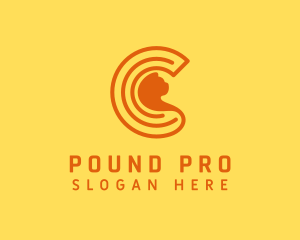 Pound - Orange Cat Letter C logo design