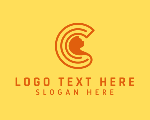Cool - Orange Cat Letter C logo design