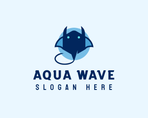 Aquamarine - Blue Manta Stingray logo design