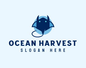Aquaculture - Blue Manta Stingray logo design