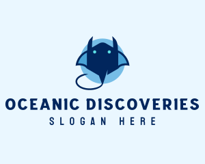 Marine Biologist - Blue Manta Stingray logo design