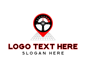 Location Pin - Steering Wheel Speedometer logo design