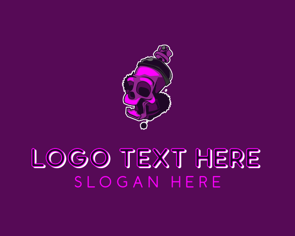 Rapping - Purple Skull Spray Paint logo design