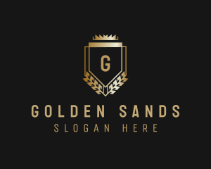 Golden Crown Shield  logo design