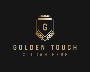 Golden Crown Shield  logo design