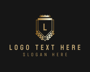 Elegant - Golden Crown Shield logo design