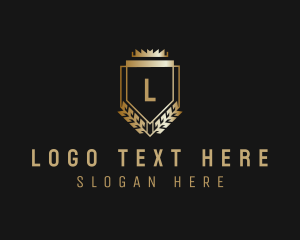 Shield - Golden Crown Shield logo design