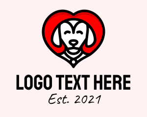 Cute - Happy Dog Heart logo design