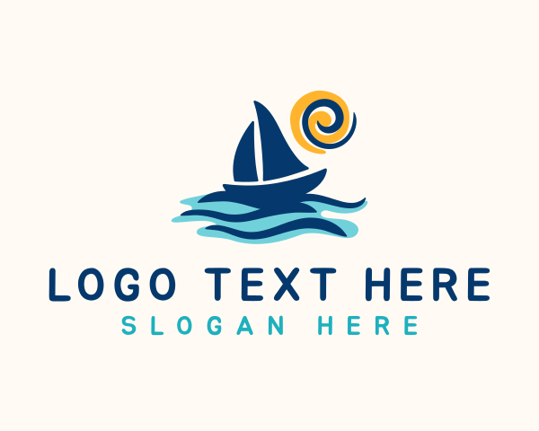 Island - Sailboat Summer Trip logo design