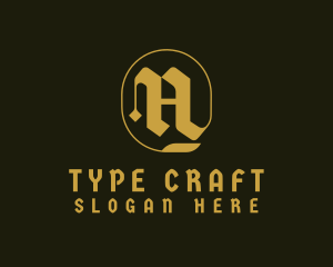 Typography - Golden Gothic Typography Letter M logo design