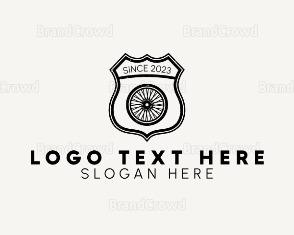 Rustic Bicycle Wheel Shield Logo