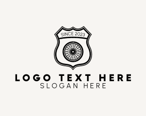 Wheel - Rustic Bicycle Wheel Shield logo design