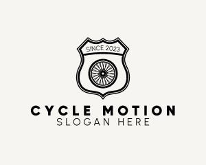 Rustic Bicycle Wheel Shield logo design