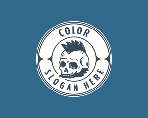 Emblem - Hipster Skull Mohawk logo design