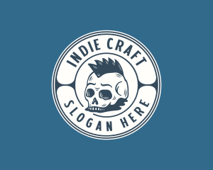Indie - Hipster Skull Mohawk logo design