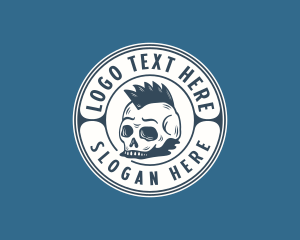 Mascot - Hipster Skull Mohawk logo design