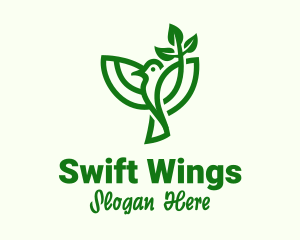 Swallow - Green Leaf Bird logo design