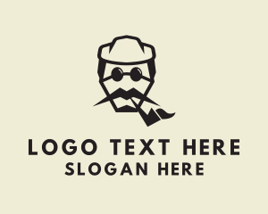 Hipster Cigar Man logo design